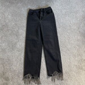 Asps Black rhinestone Hem Women Jeans